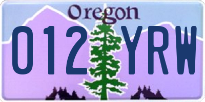 OR license plate 012YRW