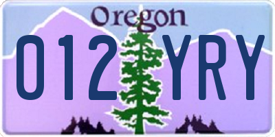 OR license plate 012YRY