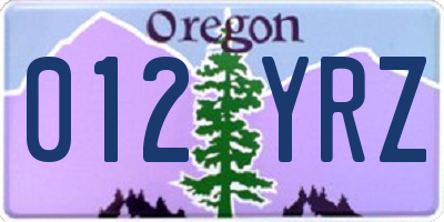 OR license plate 012YRZ