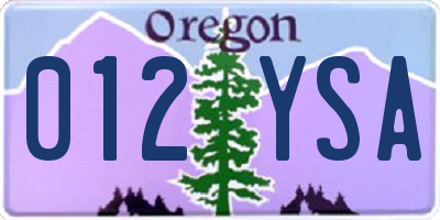 OR license plate 012YSA
