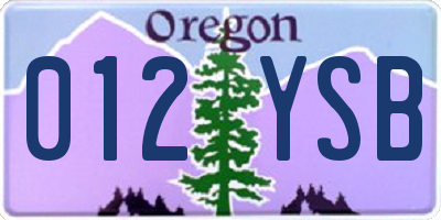 OR license plate 012YSB