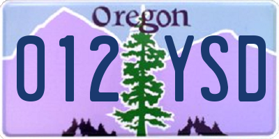 OR license plate 012YSD