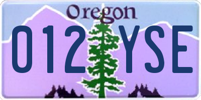 OR license plate 012YSE