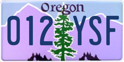 OR license plate 012YSF