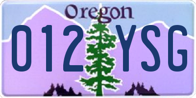 OR license plate 012YSG
