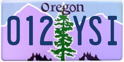 OR license plate 012YSI