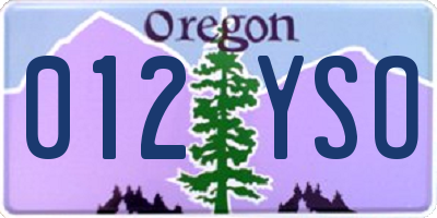 OR license plate 012YSO