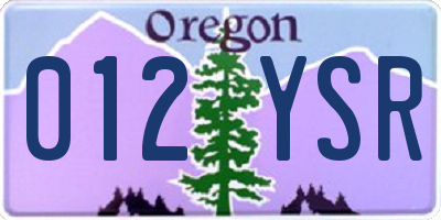 OR license plate 012YSR