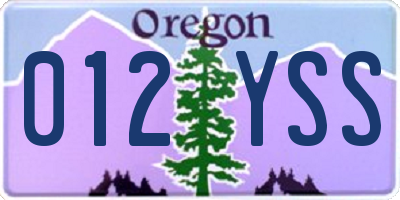 OR license plate 012YSS