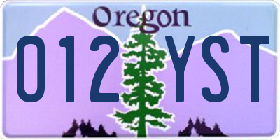 OR license plate 012YST