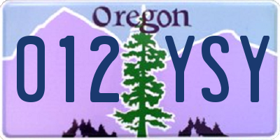 OR license plate 012YSY