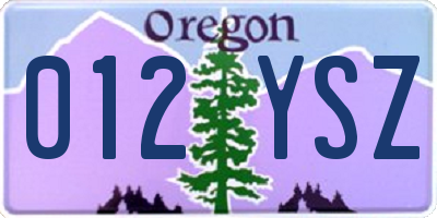 OR license plate 012YSZ