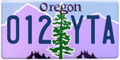 OR license plate 012YTA