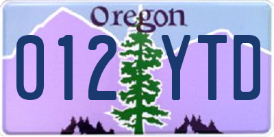 OR license plate 012YTD