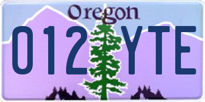OR license plate 012YTE