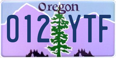 OR license plate 012YTF