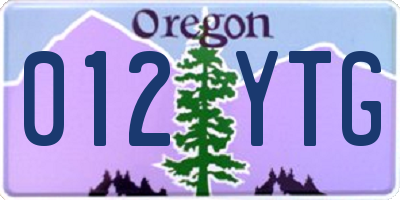 OR license plate 012YTG