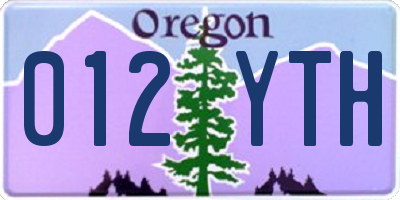 OR license plate 012YTH