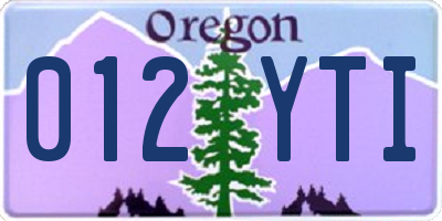 OR license plate 012YTI