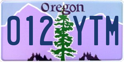 OR license plate 012YTM