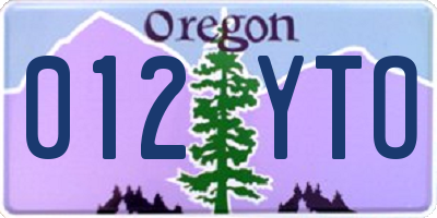 OR license plate 012YTO