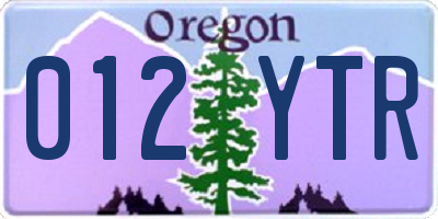 OR license plate 012YTR