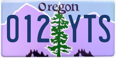 OR license plate 012YTS