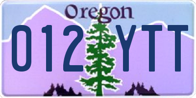OR license plate 012YTT