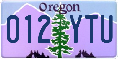 OR license plate 012YTU