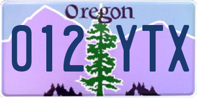 OR license plate 012YTX