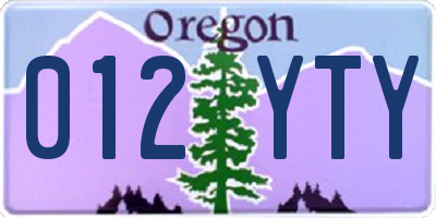 OR license plate 012YTY