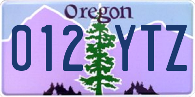 OR license plate 012YTZ