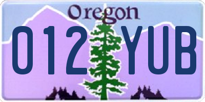 OR license plate 012YUB