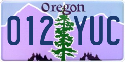 OR license plate 012YUC