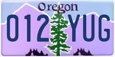 OR license plate 012YUG