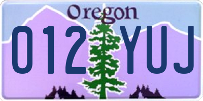 OR license plate 012YUJ
