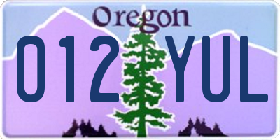 OR license plate 012YUL