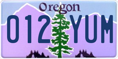 OR license plate 012YUM