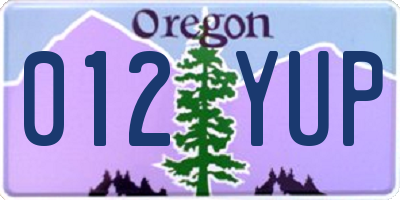 OR license plate 012YUP
