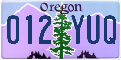 OR license plate 012YUQ