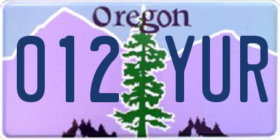 OR license plate 012YUR