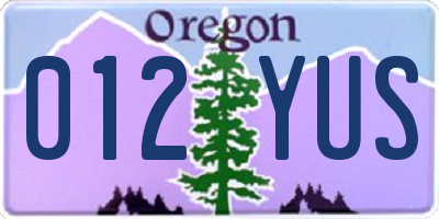 OR license plate 012YUS