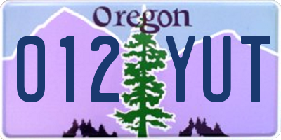 OR license plate 012YUT