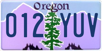 OR license plate 012YUV