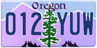 OR license plate 012YUW