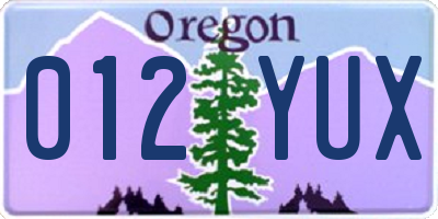 OR license plate 012YUX