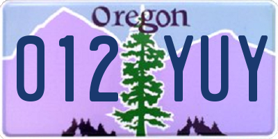 OR license plate 012YUY