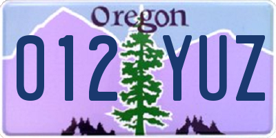 OR license plate 012YUZ