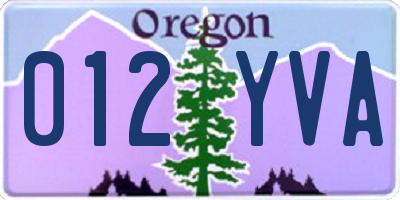 OR license plate 012YVA