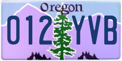OR license plate 012YVB
